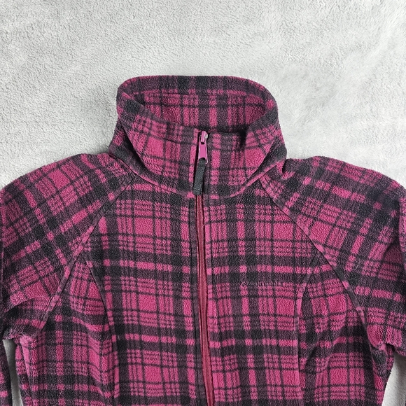 Columbia Full Zip Fleece Sweater Jacket Women's Size Medium Pink Plaid - Picture 2 of 12